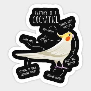 Lutino Cockatiel Anatomy Sticker